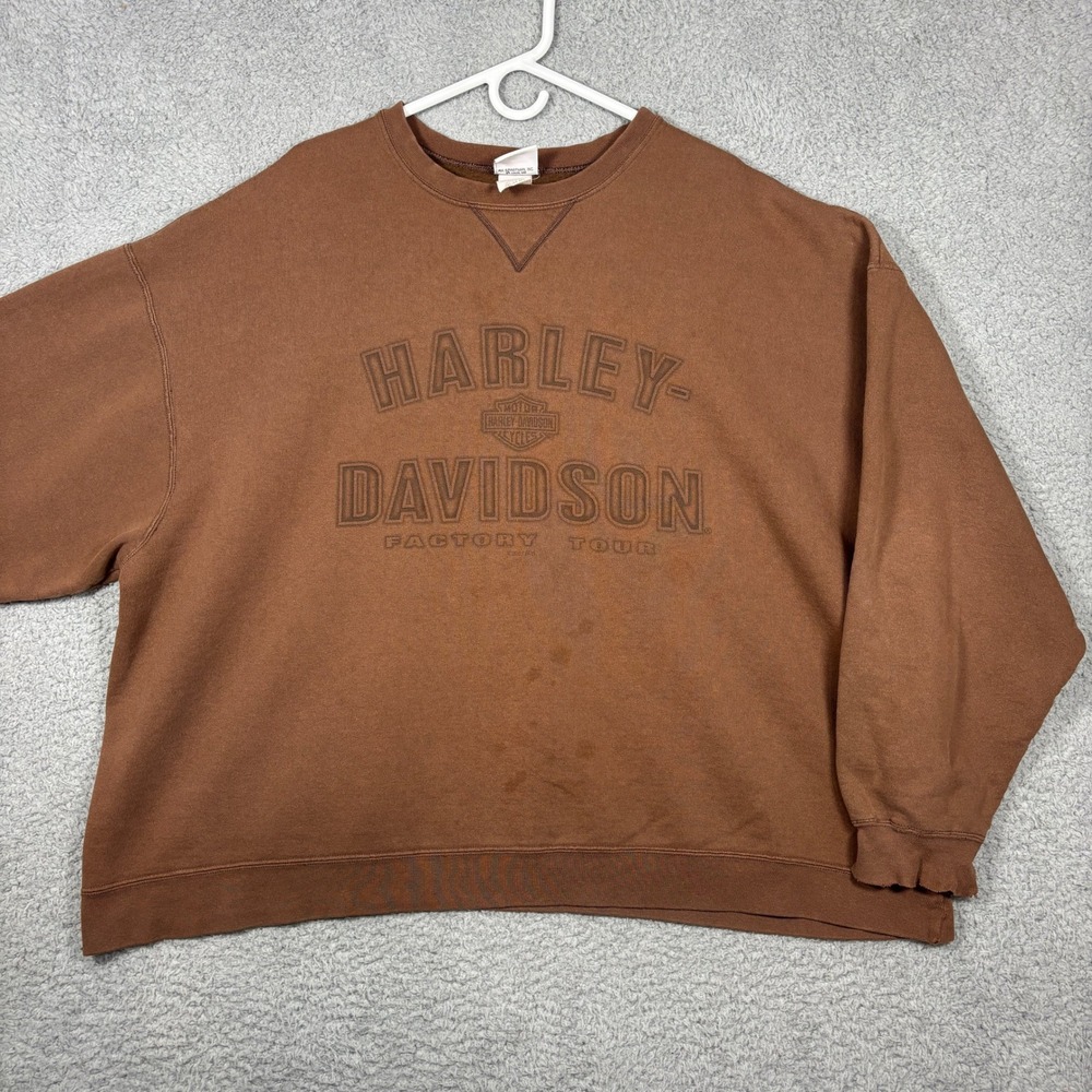 Harley-Davidson Sweatshirt Mens 3XL Brown Factory Tour Kansas City Graphic Biker